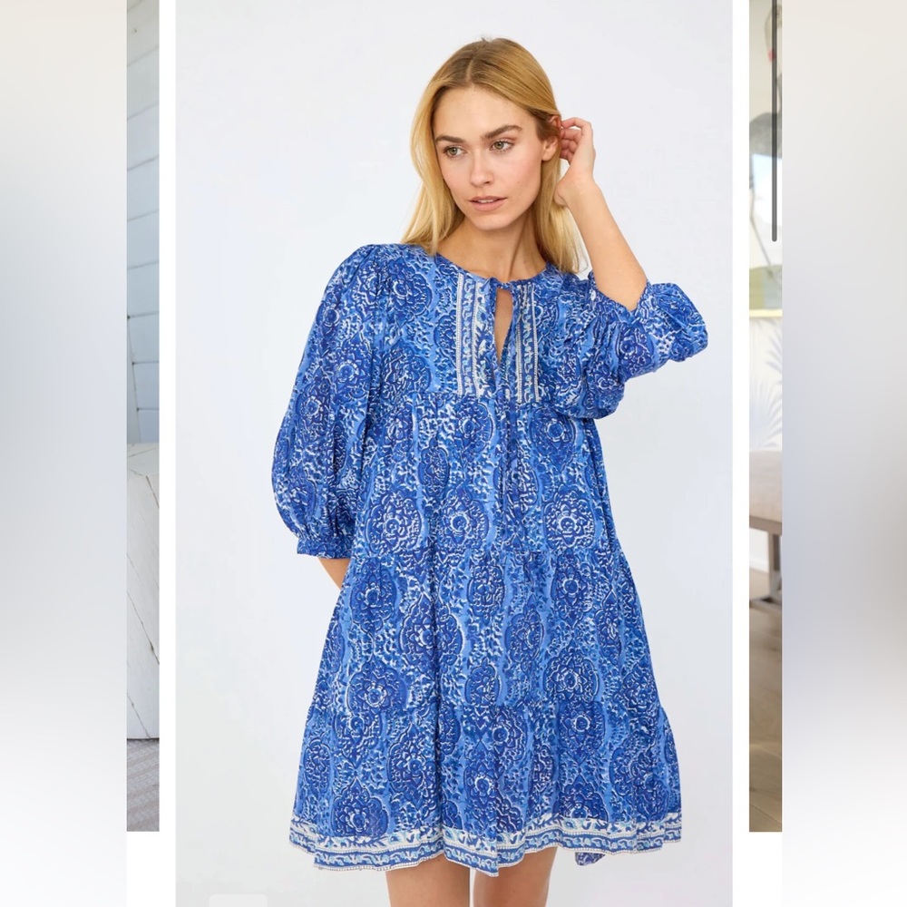Marea by Liz Joy Casita Dress Delft Blue Size Small NWT